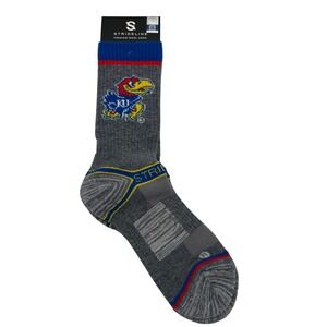 Strideline Kansas Jayhawks NCAA Premium Wool Crew Socks Gray Blue NEW